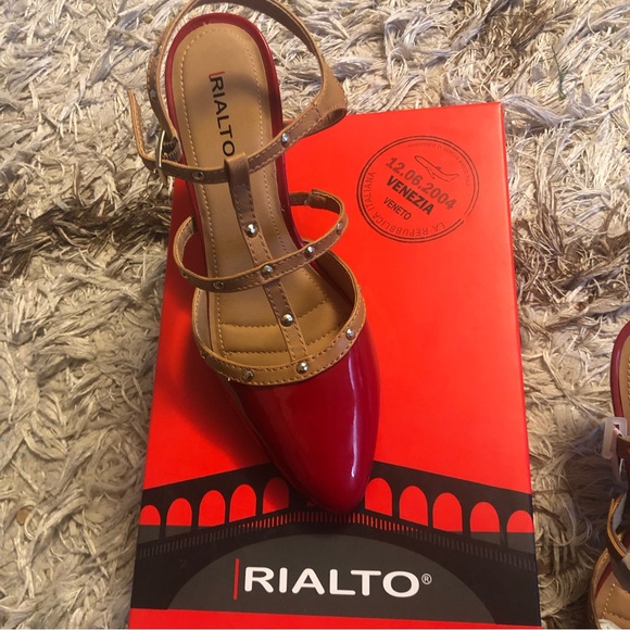 RIALTO - MARIELLA / RedMulti/ patent red &gold cage Strap Heel - Picture 9 of 10